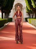 Glamour Halter Neck Sequins Bodycon Co-Ord Set by Shreekama